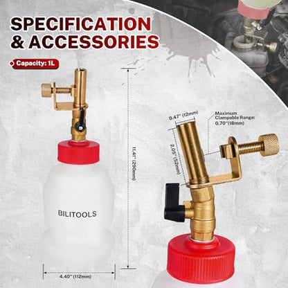 BILITOOLS 1L Brake Fluid Refilling Bottle, Master Brake Cylinder Bleeder Dispensing Automotive Tool, Universal Fit, Easy Operation for Cars, Motorcycles, ABS Systems - style: 1L Brake Fluid Refilling Tool