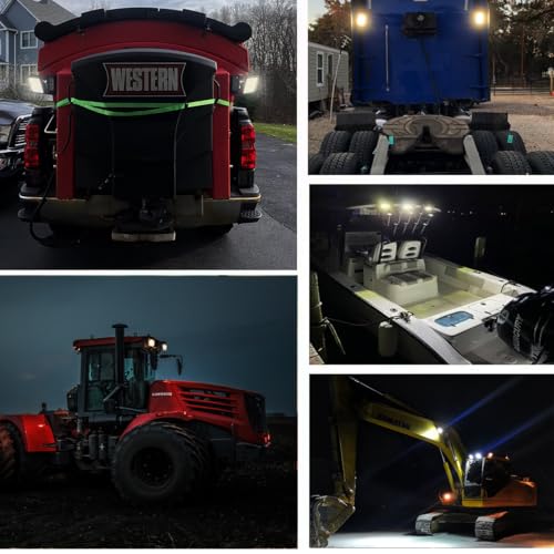 LED Tractor Lights 2PCS 6 Inch 10000LM 12v LED Flood Light Square LED Work Light for Truck Heavy Equipment Vehicles Golf Cart Boat ATV UTV