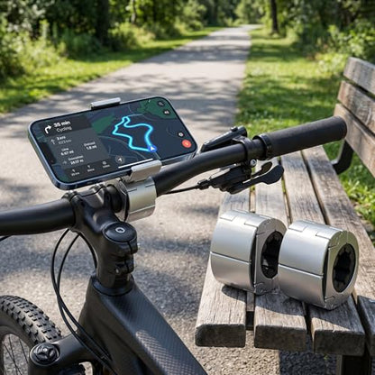 2 Pack Universal Aluminum Bike Phone Mount Anti-Shake Motorcycle Cell Holder for Phones CNC Metal Handlebar Bracket for Road & Mountain Bikes-Silver - color: Silver
