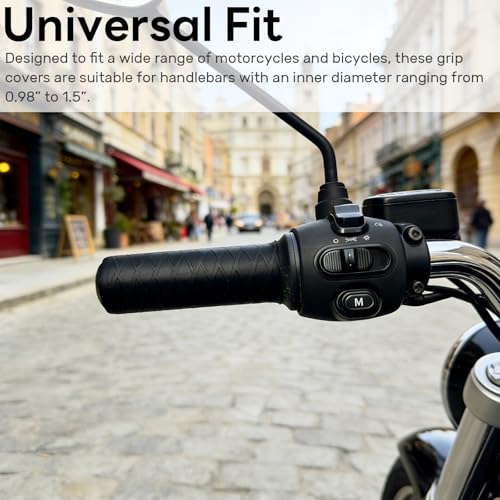 1 Pair Universal Silicone Handlebar Grip Covers, Wrap-Around Motorcycle Grips Wrap, Enhanced Grip and Comfort