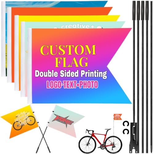 Personalized Bike Safety Flag with Pole - 6-Foot Adjustable Pole, Custom Safety Flag for Kids, Bicycles and Golf Carts (Swallowtail Flag - 1PC) - color: Swallowtail flag - 1PC