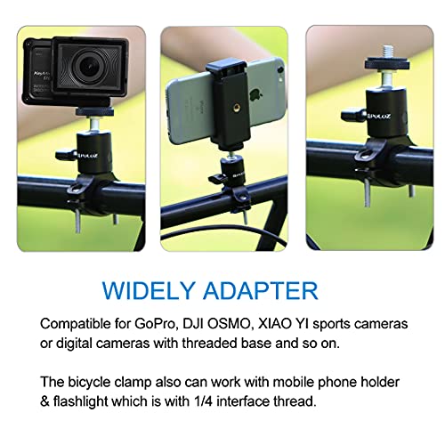 PULUZ Camera Handlebar Mount for Gopro Bike Motorcycle Mount, Aluminum Bicycle Camera Adapter Mount Holder for GoPro Hero 12/11/10/9/8/7 All Model/DJI OSMO Action Camera Accessories