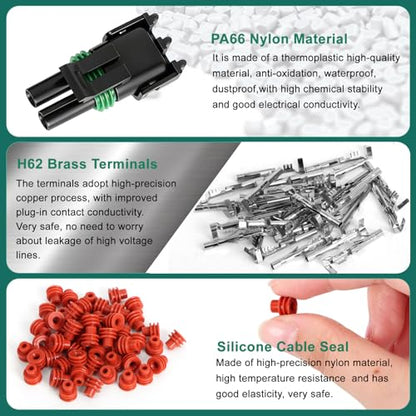 401PCS 25 Sets Weather Pack Connectors Kit, 1 2 3 4 6Pin Automotive Electrical Wire Connectors with Crimping Tool(18-12AWG), Male Female Terminals Plug Kit, Terminal Removal Tool and Electric Test Pen - size: 401PCS