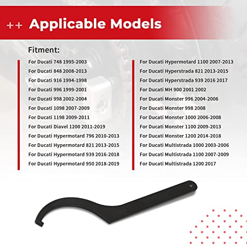 Chain Adjuster Tool Rear Hub Eccentric Wrench Tool for Ducati 748 848 916 996 998 1098 1198 1199 1299 V4 Spanner Wrench Hypermotard 796 821 939 950 1100 Monster with Single-Sided Axle Swingarm