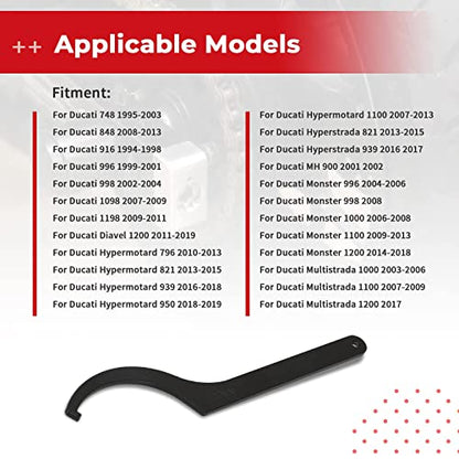 Chain Adjuster Tool Rear Hub Eccentric Wrench Tool for Ducati 748 848 916 996 998 1098 1198 1199 1299 V4 Spanner Wrench Hypermotard 796 821 939 950 1100 Monster with Single-Sided Axle Swingarm