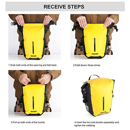 Rhinowalk Bike Pannier Bag 7L Waterproof Bicycle Rear Rack Bag With Shoulder Strap for Touring Cycling - color: Yellow