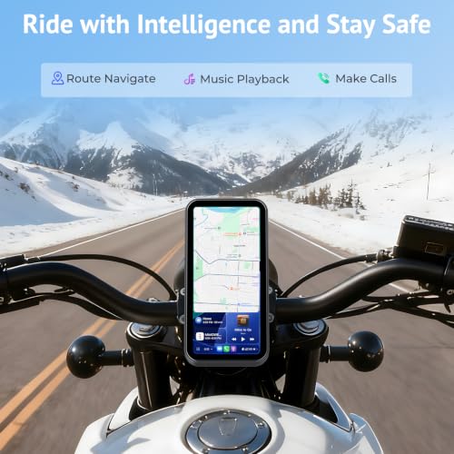 6.25" Wireless Motorcycle CarPlay Screen with Android Auto,Built-in TPMS,IP67 Waterproof Motorcycle GPS Display,OTA Update,Bluetooth Audio,Portrait/Landscape Switch for Riding