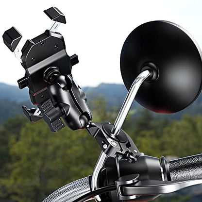 BRCOVAN 2 Pack, Aluminum Alloy Handlebar Clamp Mount Base with 1'' TPU Ball | for Rail 0.5'' 0.87'' 1'' 1.125'' 1.26'' in Diameter, Fit for RAM Mounts B Size 1 Inch Ball Double Socket Arm, Tool-Less - style: R18-Set of 2