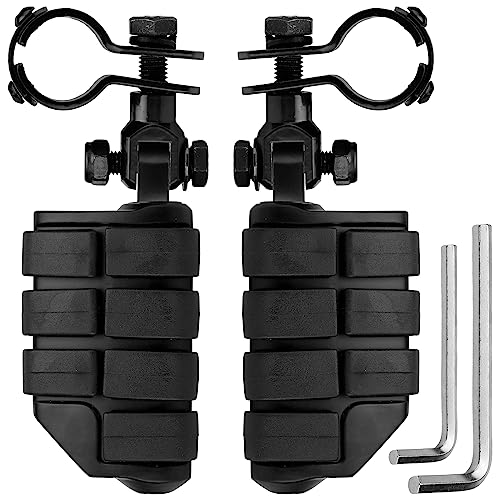 VGMOTO Motorcycle 1.25" Highway Footpegs Adjustable Foot Pegs Footrests with Clamps Mounts kit Compatible with Harley Touring Sportster Softail Road Glide Street Glide with 1 1/4 inch Engine Guard - color: Black-Style C