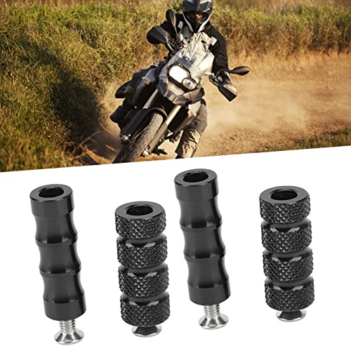 Buachois 2 Pair CNC Universal Motorcycle Foot Pegs,Anti-Skid Gear Shift Brake Lever Foot Pegs,6mm Hole Front Footrests Footpeg Rearsets,for M6 6mm Mounting Bolts Motorbike - color: Black
