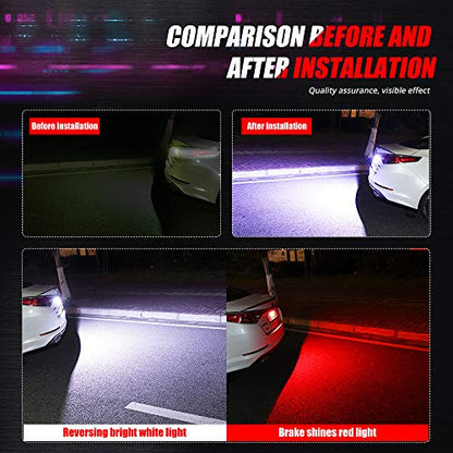 Rear License Plate Frame LED Light Bar - 7.41 Inch 45x5630SMD Chips White & Red for Cars SUVs Trucks RVs - All-in-One With Brake Lights - 1-Pack