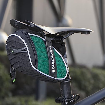 ROCKBROS Bike Saddle Bag Bicycle Seat Bag 3D Shell Saddle Bag Under Seat Cycling Seat Pack for Mountain Road Bike Bicycle - color: Green