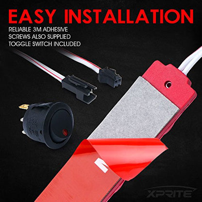 Xprite Red LED Truck Bed Light Kits Rock Lights with On/Off Switch, for Pickup Footwells, Running Boards, Cargo, Under Car, Tonneau Cover, Rail Lighting - color: Red