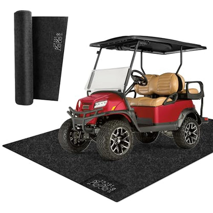 10L0L Golf Cart Premium Garage Floor Mat-Waterproof Anti-Slip Thickened Mat for Golf Cart Motorcycle Mower ATV UTV Parking Mat-106in x 59in - color: Black