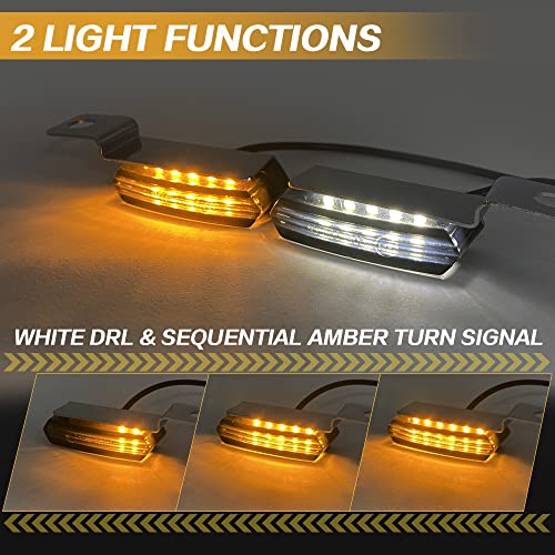 Mini LED Turn Signals Motorcycle Front Sequential Indicators 3 Wire Handlebar Blinkers with Running Lights Universal Compatible with Harley Yamaha Honda Kawasaki(Chrome with White/Amber light) - color: Chrome with White/Amber light