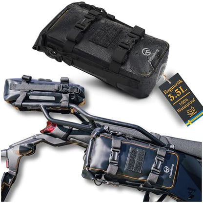 Odinsberg 3.5L Waterproof Motorcycle Tail Bag - Motorcycle Crash Bar Bags Dry Bag Dirt Bike Gear Bag On Fender Sissy Bar Rear Rack Seat Saddle Possibles Pouch Storage Soft Luggage - size: 3.5L