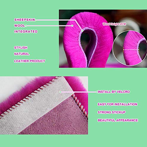 OGLAND Genuine Sheepskin Soft Fuzzy Car Seat Belt Should Pad, Soft Fluffy Seatbelt Strap Covers for Neck Cushion Protector Car Accessories(1pcs/Blue) - color: Blue