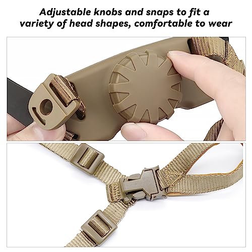 Tactical Helmet Chin Strap Adjustable Dial 4 Points Suspension System with Bolts and Screws for Tactical Fast MICH Bump Helmet Accessory - color: Style 2- Khaki