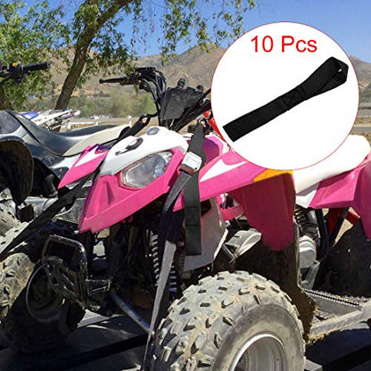 F FIERCE CYCLE 10pcs 8.07" x 0.98" Cargo Belt Soft Loop Tie Down Trailer Straps for Motorcycle ATV UTV Black 2.5x20.5cm - color: Black