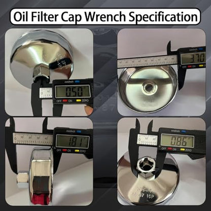 86-87mm Oil Filter Wrench, 16 Flute Wrench & 1/2Inch Square Oil Filter Cap Wrench Removal Tool Socket - size: 87mm 16 Flute