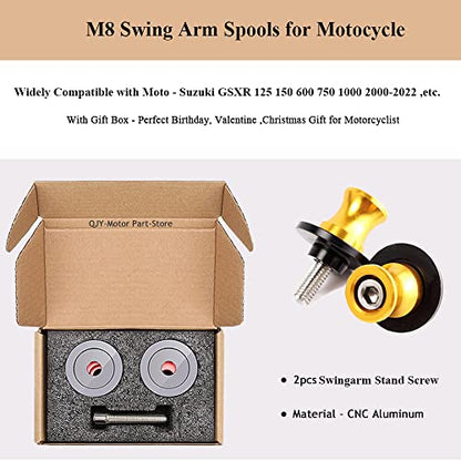 2pcs M8*1.5 Motorcycle Swing Arm Sliders Spools 8mm for Suzuki GSXR 600 750 1992-2024 GSX-R 1000 2001-2024 GSXS 600 750 1000 GSX-8R GSX-8S 2023 -Glod - color: Spool - Gold