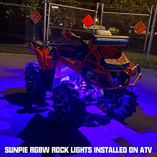 SUNPIE 12 Pods High Power RGBW Rock Lights IP67 Waterproof Phone App Custom Colors Voice Mode Music Mode Neon Accent Wheel Well Lights for Off Road Truck SUV ATV UTV Boats - size: 12 Pods