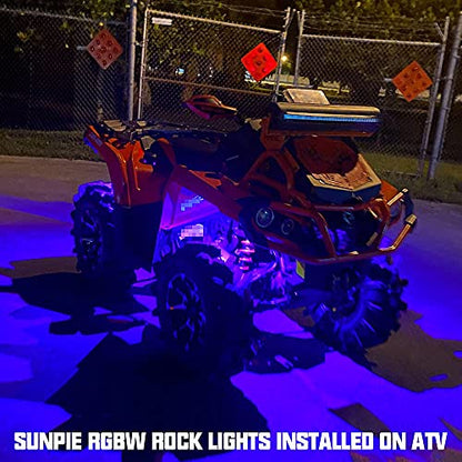 SUNPIE 12 Pods High Power RGBW Rock Lights IP67 Waterproof Phone App Custom Colors Voice Mode Music Mode Neon Accent Wheel Well Lights for Off Road Truck SUV ATV UTV Boats - size: 12 Pods