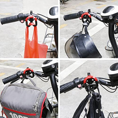 Universal Motorcycle Hook, Motorcycle Helmet Luggage Bag Holder Double Hanger Hook Holder for Moped Scooters Bicycles (Black-red)