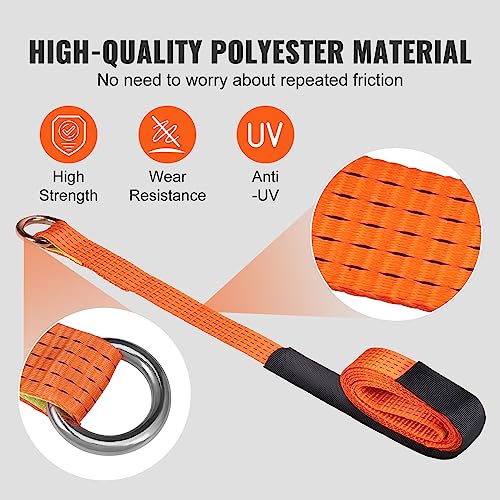 VEVOR Car Tie Down with Chain Anchors, Lasso Style 2"×120" Tire Straps, 5865 LBS Working Load, 11023 LBS Breaking Strength, with Heavy Duty Ratchets for Passenger Car, ATV, SUV, UTV, Truck, 4-Pack - style: Lasso-Style with Heavy Duty Hook
