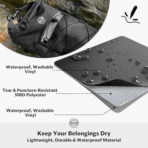 STOVER 5/10/25/30/40/55L Waterproof Dry Bag- Roll-Top Backpack w/Phone Case- Kayaking, Hiking, Camping, Boating- Men/Women - color: 30l Black (With Phone Case), size: 30L