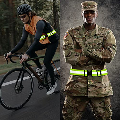 Reflective Belt for Running Army PT Belt Reflective Running Gear - color: Green Belt + 2 Bands