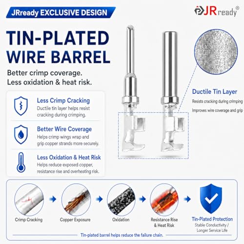 JRready ST6327-2 Deutsch 2 Pin DT Connector Kit 5 Sets, with Pin Removal Tool and Mounting Clips, Size 16 Stamped Contacts 14-18 AWG, for Car, Truck, Motorcycle, Off-Road Vehicles, Marine. - size: 2-Pin (5 Pairs)