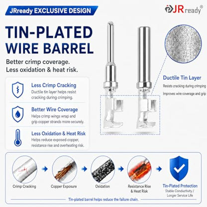 JRready ST6327-2 Deutsch 2 Pin DT Connector Kit 5 Sets, with Pin Removal Tool and Mounting Clips, Size 16 Stamped Contacts 14-18 AWG, for Car, Truck, Motorcycle, Off-Road Vehicles, Marine. - size: 2-Pin (5 Pairs)