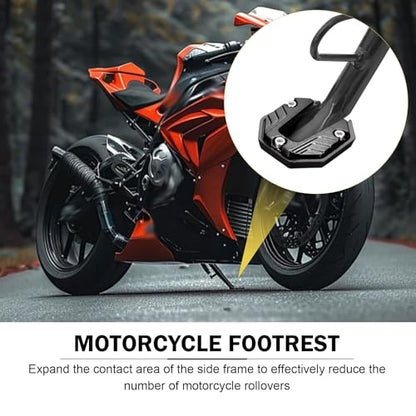 1 PC Motorcycle Kickstand Pad, Anti-Sink Side Parking/Stand Extension Plate, Non-slip Foot Mount with Enlarged Bottom, Universal Support Pad Modification Accessory, for Motorcycles (Black)