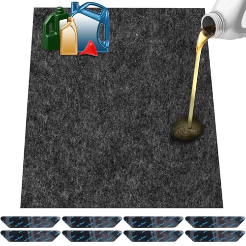 ToLanbbt Garage Floor Mat 72" x 60" - Oil Spill Mat for Under Car Driveway Oil Drip Pad with 8P Tapes, Waterproof Backing, Leak Absorbent, Reusable, Washable, Protect Garage Floor (1P, Dark Gray) - size: 6'x5'