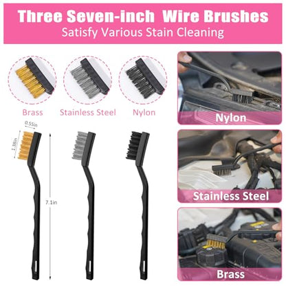 Windshield Cleaner Tool, 17Pcs Car Interior Detailing Kit, Detailing Brush, Towels, Duster, Car Cleaning Kit Interior for RVs, Truck, Trailer (Pink) - color: Pink