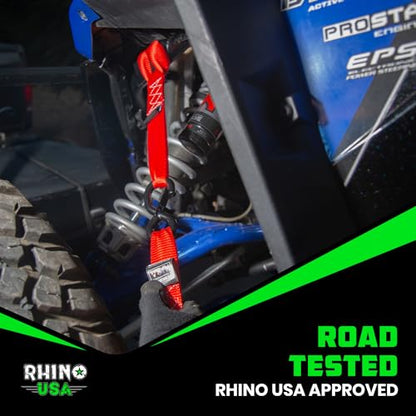 Rhino USA Soft Loop Tie Down Straps (4-Pack) - 1.6 Inch x 17 Inch (5,000 lbs Break Strength) Heavy Duty Motorcycle Handlebar Straps for use with Ratchets for ATV, UTV, Dirt Bike (Red) - color: Red 4-Pack