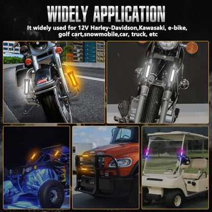 Motorcycle Highway Bar Lights Switchback Driving Lights Led Amber Turn Signals White Driving RGB Atmosphere LED Crash Bar Lights for 1-1/4 inch Crash Bars Touring Bikes Motorcycle Lights (Black)