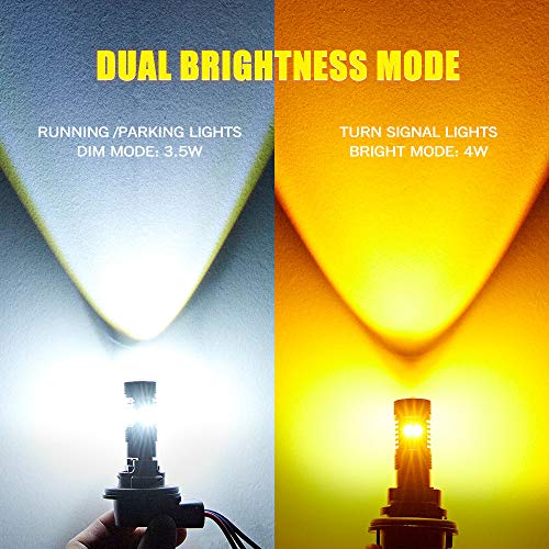 AUXLIGHT 7443 7443LL 7444NA T20 Switchback LED Bulbs 16SMD Chipsets Parking Lights/Daytime Running Lights/DRL and Turn Signal Lights with Projector replacement, White/Amber (Pack of 2) - size: 7443