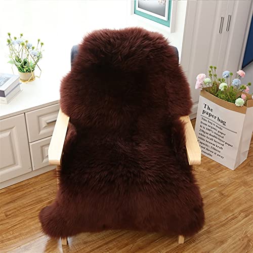 Real Genuine Sheepskin Rug Natural Fur Rug Sheep Skin Rugs Full Sheepskin Rugs Authentic Sheep Skin Throw Lambskin Seat Covers for Chairs Wool Seat Pad Cushion Brown (2.3X3.28 ft) - color: 10