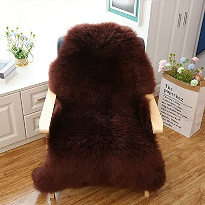 Real Genuine Sheepskin Rug Natural Fur Rug Sheep Skin Rugs Full Sheepskin Rugs Authentic Sheep Skin Throw Lambskin Seat Covers for Chairs Wool Seat Pad Cushion Brown (2.3X3.28 ft) - color: 10