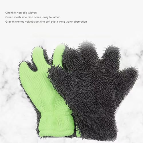 VBESTLIFE 5 Finger Car Wash Mitts, Double Sided Chenille Microfiber Cleaning Gloves for Auto Detailing Trucks Motorcycles Boats