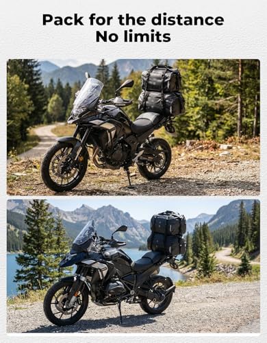 KEMIMOTO Waterproof Motorcycle Dry Bag – Duffle Tail Bag Soft Luggage, 25L/40L/65L Large Capacity with 4 Quick-Release Straps, Dustproof for Touring, Adventure, Motorcycling & Camping Black - size: 25L