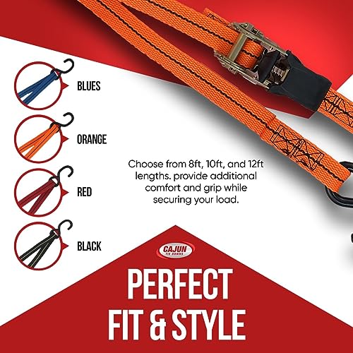 Cajun Tie Downs 3-Point Ratchet Tie Down Strap, Jet Ski, Sea Doo & Wave Runner Transom Straps, Vinyl S-Hooks, Made in USA, Blue, 12 ft - color: Blue, size: 12 Feet