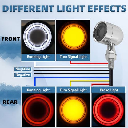 Motorcycle Bullet Turn Signals LED Front Rear Lights 4 PCS, 40 LEDs Retro Switchback Turn Brake Light Blinkers Universal Fit Harley Chopper Bobber Sporsters Chopper Bobber Suzuki Honda-Chrome - color: 2051-4PCS-CH