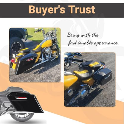 ECOTRIC 5" Stretched Hard Saddlebags w/ 5" x 7" Speaker Lids Grills Extended Saddle Bags Compatible with Harley Touring Street Glide Road King Electra Glide CVO Ultra-Classic 2014-2024 w/Audio Cover - color: Black&Chrome Latch Kit, size: 5" Stretched Sadd