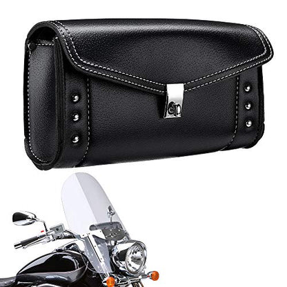 KEMIMOTO Motorcycle Windshield Bag 10" Windscreen Studded Pouch Compatible with Road King 1995-2019 2020 2021 2022 2023 2024 Softail Storage Tool