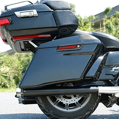 XFMT Motorcycle Saddlebags 4" Stretched Hard Saddle Bags Extended Saddlebags W/ 5"x7" For Harley Touring CVO Road King Street Glide Road Glide Electra Glide 2014-2024, Vivid Black Black Latches - color: 4" Stretched-Vivid Black W/ 5x7"Speaker Lids Black L