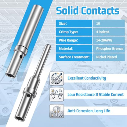Sabary 85 Pcs 2 Pin Connector Kit Compatible with Deutsch DT Style, 10 Sets Gray DT04-2P DT06-2S Waterproof Connectors with Size 16 Solid Contacts for 20-14 AWG Truck Marine Motorcycle Wiring Repair