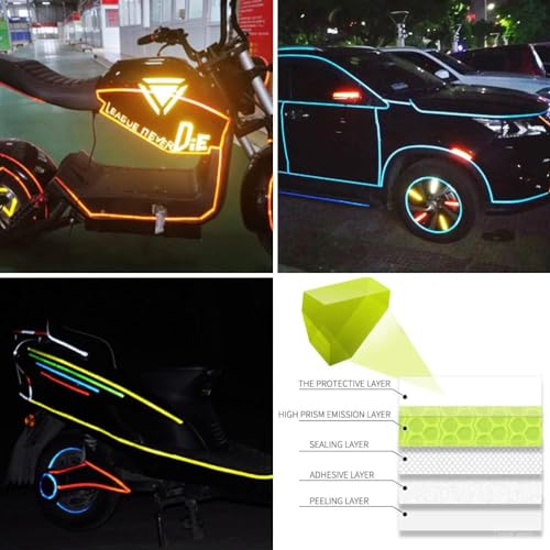 8 Rolls of 8 Colors High-Visibility Reflective Tape - Waterproof Self-Adhesive Safety Stickers for Outdoor Nighttime Visibility, Trailers, Clothing, Vehicles (1 in x 80 ft.) | Reflective stickers, night safety, waterproof, self adhesive. For clothing, tra